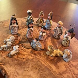 Vintage Miniature Handmade in Mexico Nativity Set